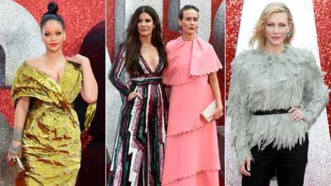 PA/Getty Rihanna, Sandra Bullock, Sarah Paulson and Cate Blanchett at the London premiere