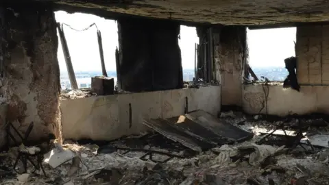 Inside Grenfell Tower after the blaze