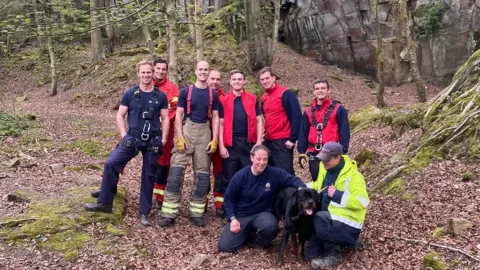 Derbyshire fire and rescue Benson with rescuers