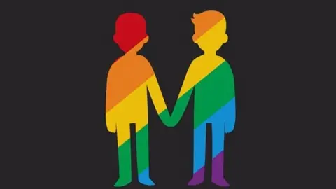 An animated graphic of a gay couple