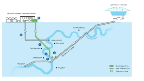 Thames Water A map showing these locations