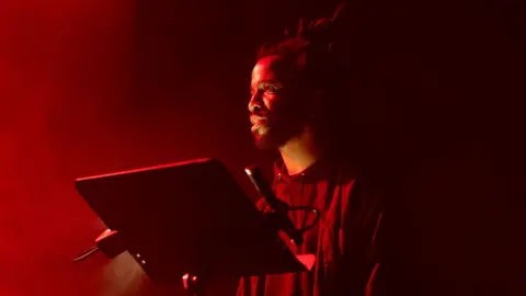 Anne Tetzlaff Simeon Barclay performing The Ruin at the Institute of Contemporary Arts in London, January 2025