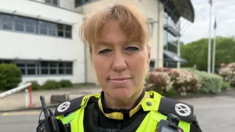 BBC Head and shoulders shot of assistant chief constable Deb Smith pictured outside