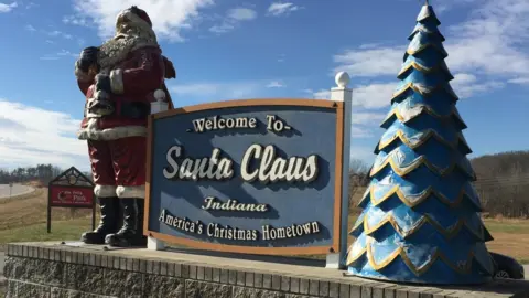 BBC Santa Claus road sign