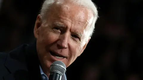 Getty Images Joe Biden speaks in Iowa