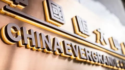 Getty Images China Evergrande sign.