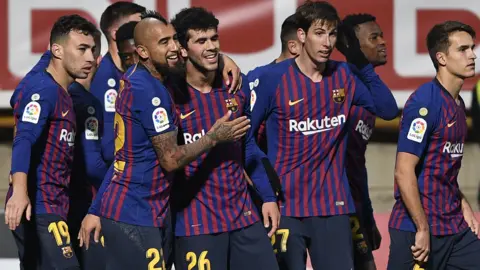 Barcelona players celebrate