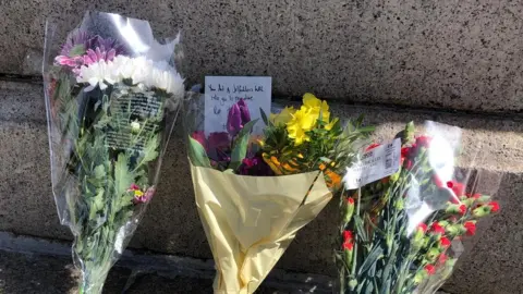 Flowers left at the scene