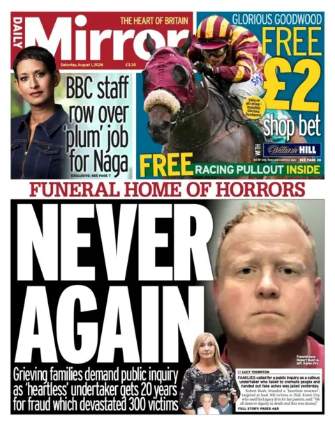 The headline on the front page of the Daily Mirror reads: "Never again."