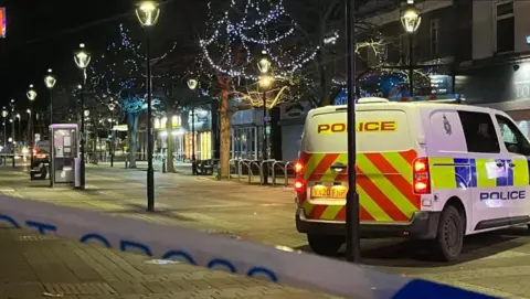 A police crime scene in Goole following an axe attack