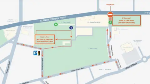 IOM TT Map showing new parking arrangements