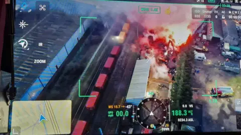 Suffolk Fire and Rescue Service Drone image of fire at Great Blakenham