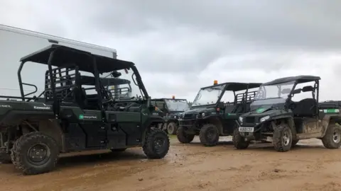 Buggies that are used by the Springwatch cast and crew to get around