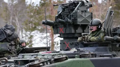 Reuters Swedish soldiers during military exercises. Photo: March 2022