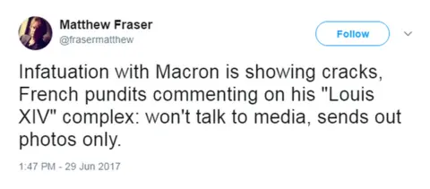 Twitter Tweet by author Matthew Fraser