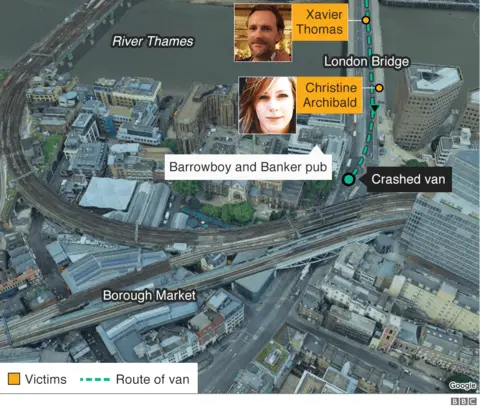 BBC Map showing route of crashed van