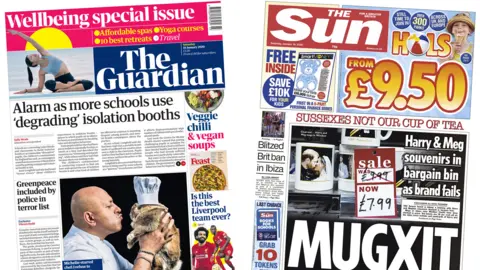 The Guardian and the Sun front page 18/01/20