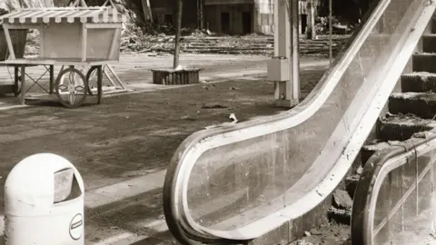 Manx National Heritage The inside of Summerland after the fire