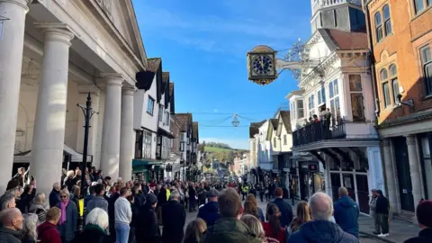 Dan Hannington Crowds gather in Guildford