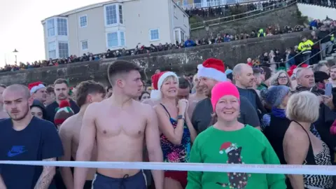 Martin Barber/BBC The Boxing Day dip at Cromer in Norfolk