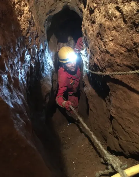 University of Central Lancashire Archaeologist Martin Stables explores the cave