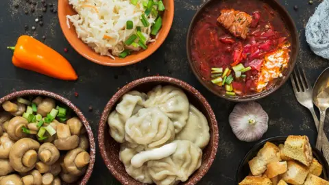 Getty Images Russian food - including Borscht and Pelmeni