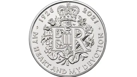 The Royal Mint/PA Media A new £5 coin commemorating the 95th birthday of Queen Elizabeth II