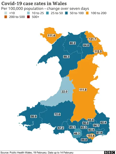 Case rate map - 19 Feb