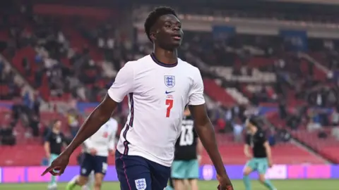 Getty Images Bukayo Saka in an England v Austria friendly