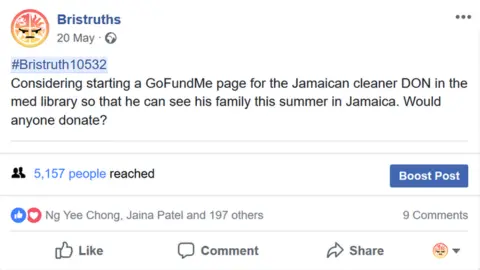 Bristruths A Facebook post about crowfunding for Herman Gordon