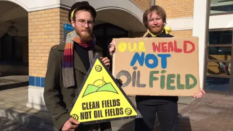 BBC Protestors gathered outside the council buildings on Tuesday