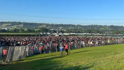 Large crowd waiting to get into the festival