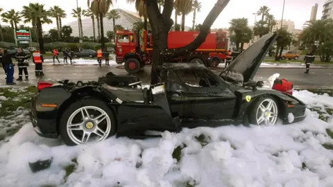 Alamy Wreck of Kerimov's Ferrari