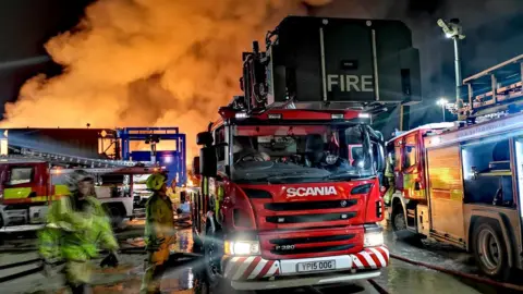 South Yorkshire Fire Fire crews at Balby Carr Bank fire