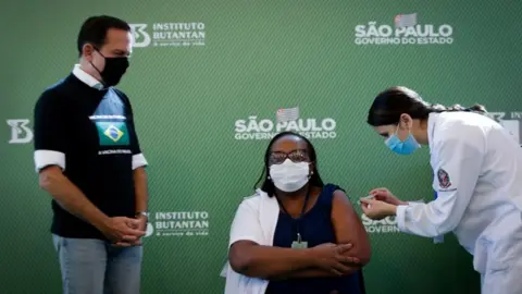 EPA Monica Calazans, a nurse at the Hospital las Clinicas in the capital of Sao Paulo
