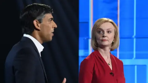 Jonathan Hordle/ITV Rishi Sunak and Liz Truss