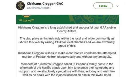 Kickhams Creggan GAA club released a statement on Saturday