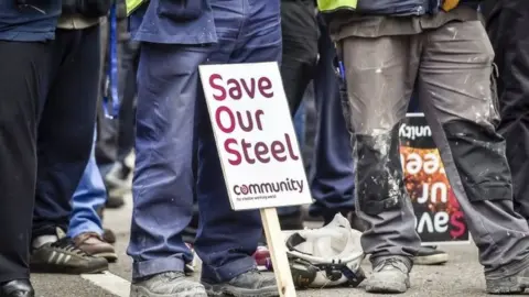 Getty Images Steel workers rally in 2016