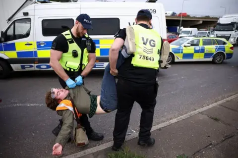 Reuters Protests at junction 31 of the M25