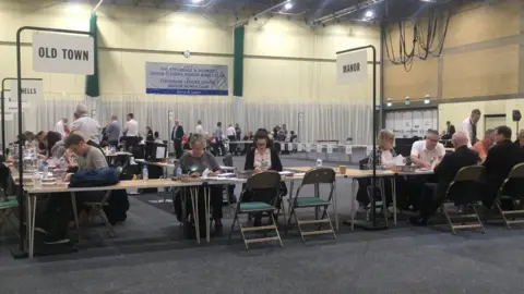 Andy Holmes/BBC Counting under way from Stevenage