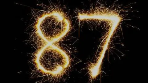 Getty Images The number 87 written by a sparkler