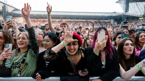 Rogan Thomson/Fever Pitch Fans on the front row at Ashton Gate for the Arctic Monkeys concert