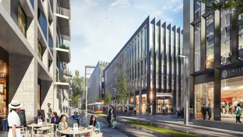 Rightacres | Benoy | Meshroom CGI Brains Brewery development site at Capital Quay
