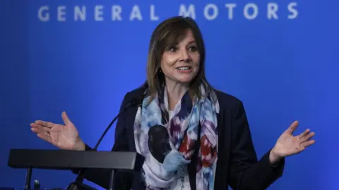 Getty Images General Motors (GM) CEO Mary Barra speaks to the news media before the automobiile maker"s annual meeting of shareholders at GM world headquarters June12, 2018 in Detroit, Michigan.