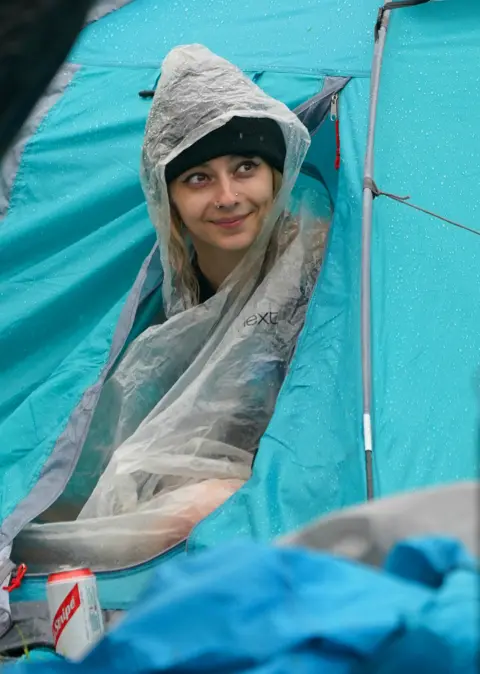 PA Media Woman in her tent at Download Pilot festival 2021