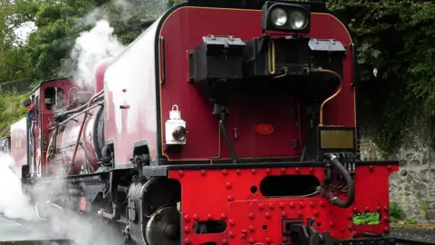 Paul Thompson  It was full steam ahead for Paul Thompson during his visit to the Welsh Highland Railway in Caernarfon