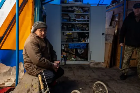 Borys Redin has operated a kind of pro-Ukraine protest tent opposite the local government building since 2014