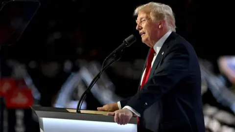 Getty Images Donald Trump speaking at the Republican convention