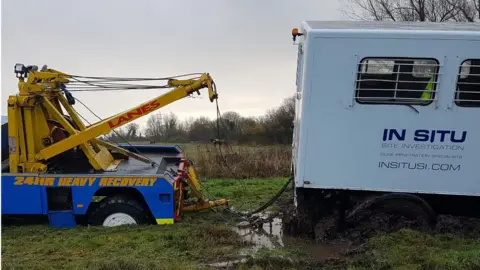 Ben Boylett A recovery truck stuck in the peat