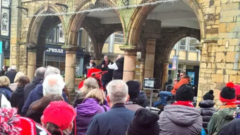 Julie Stevenson Peterborough Panthers rally at the Guildhall